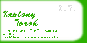 kaplony torok business card